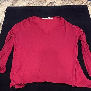 Free People Deep Red Long Sleeve Top